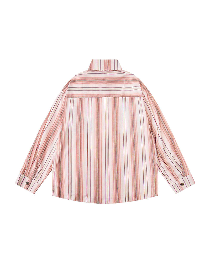 striped embroidered long-sleeved shirt