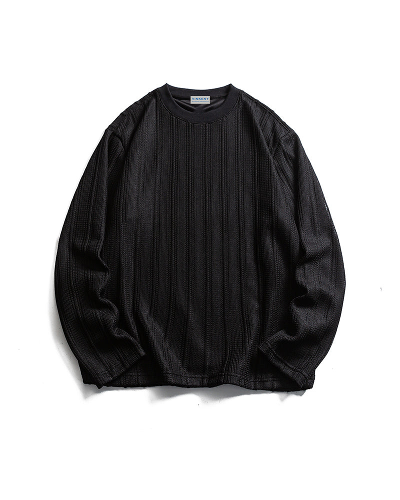 Thick striped crew neck sweatshirt