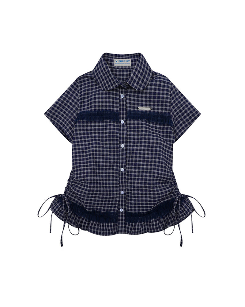 チェック半袖シャツ