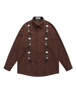 Vintage floral embroidered long-sleeved shirt