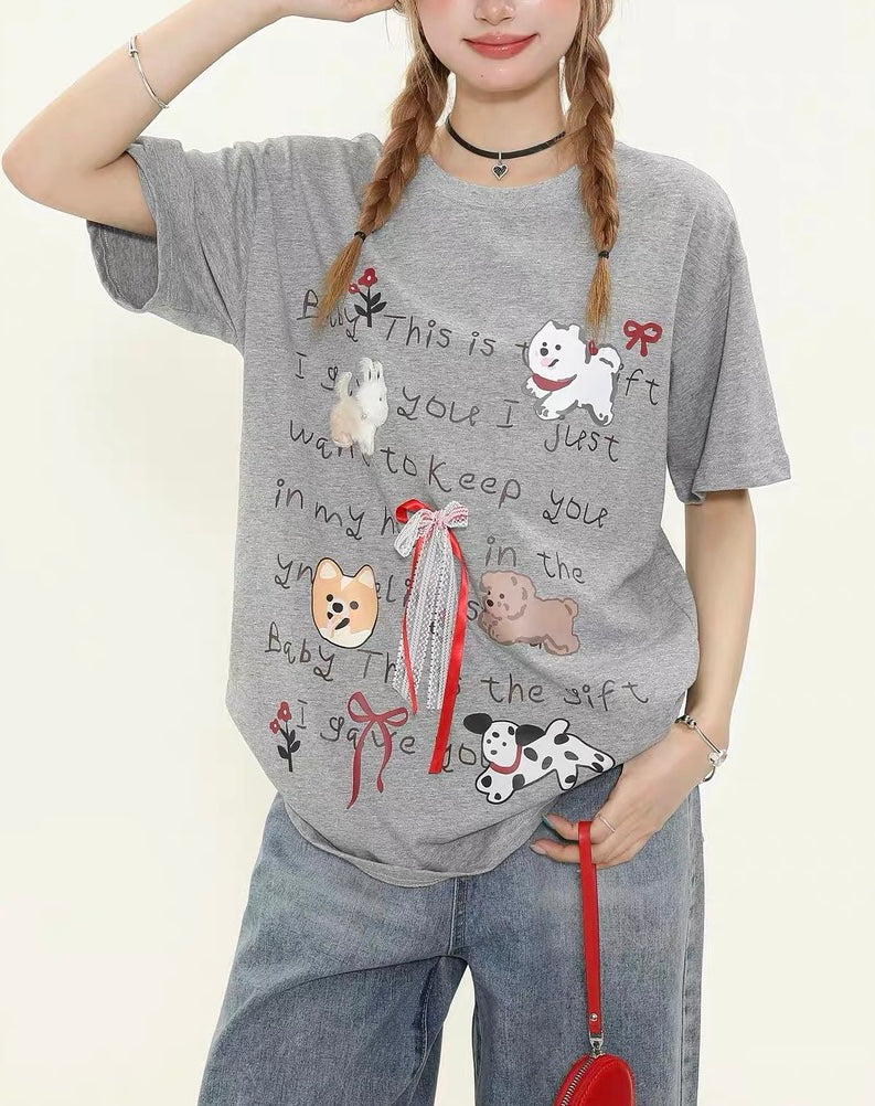 犬のリボン半袖