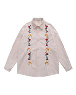 Vintage floral embroidered long-sleeved shirt