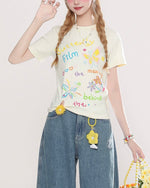 Fun pattern short sleeves