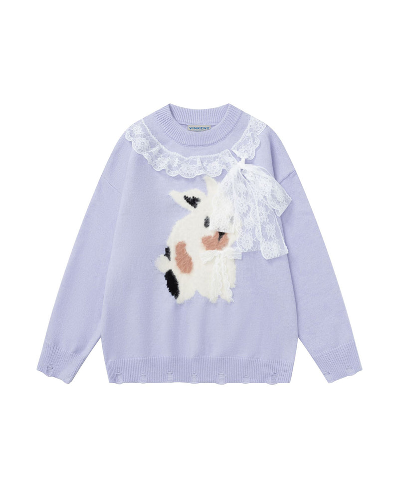 漫画柄のプルオーバーセーター