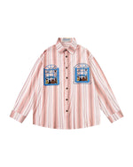 striped embroidered long-sleeved shirt