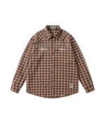 ビーズチェック柄長袖シャツ