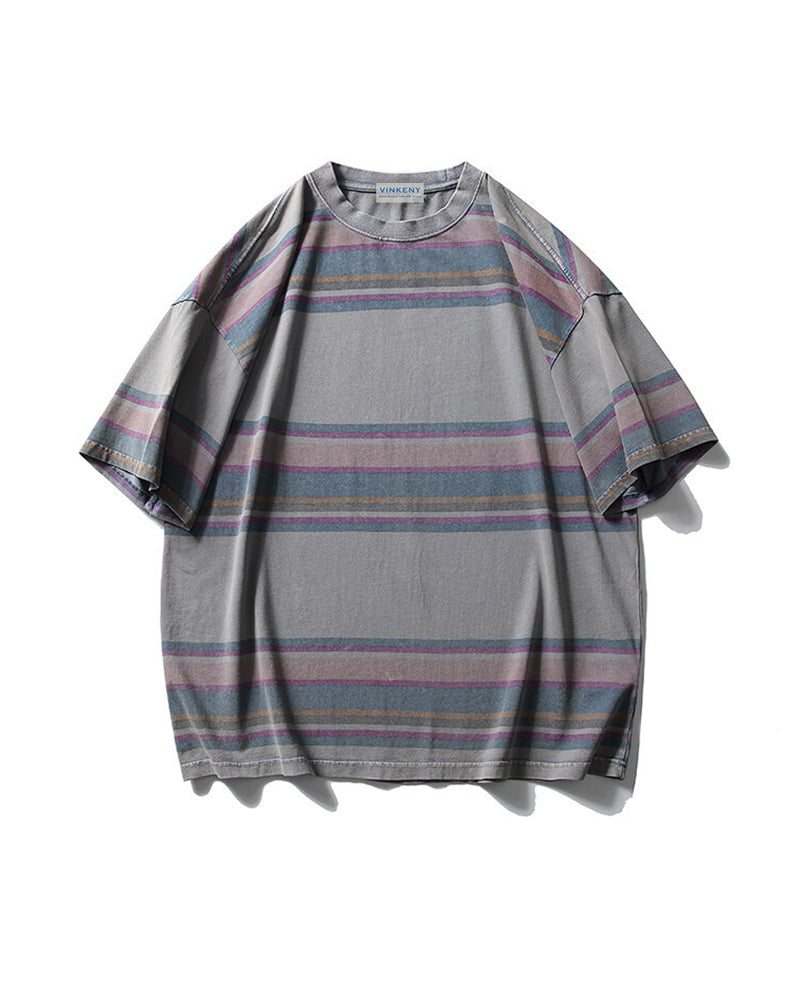 Contrast striped short sleeves