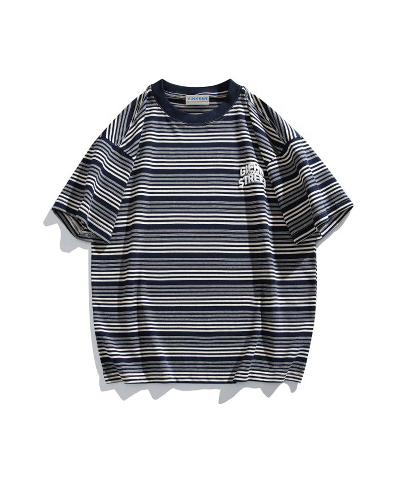 Contrast striped short sleeves