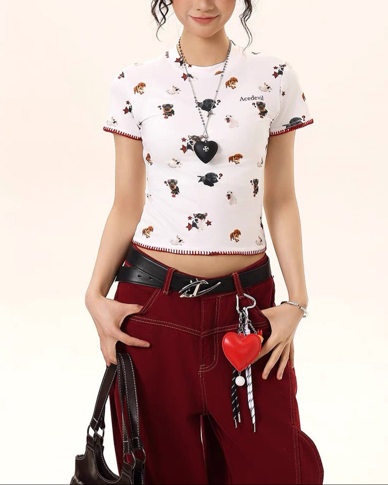 Fun pattern short sleeves