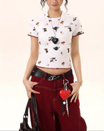 Fun pattern short sleeves