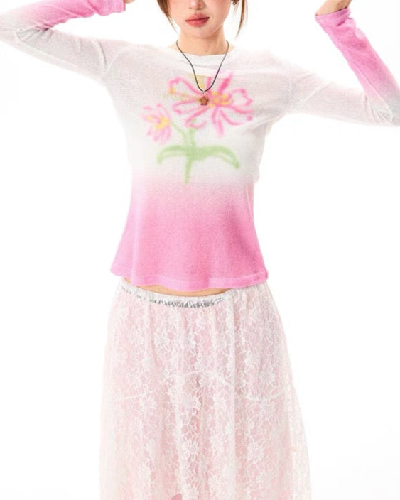 レトロなデザインの長袖