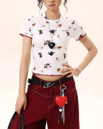 Fun pattern short sleeves