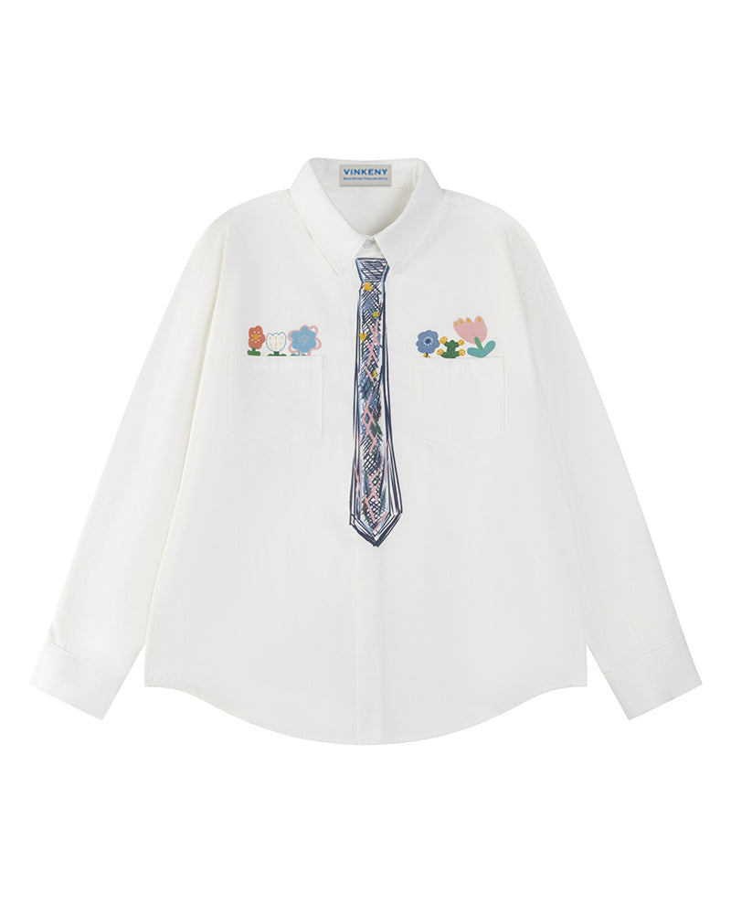 レトロなシンプルな長袖シャツ