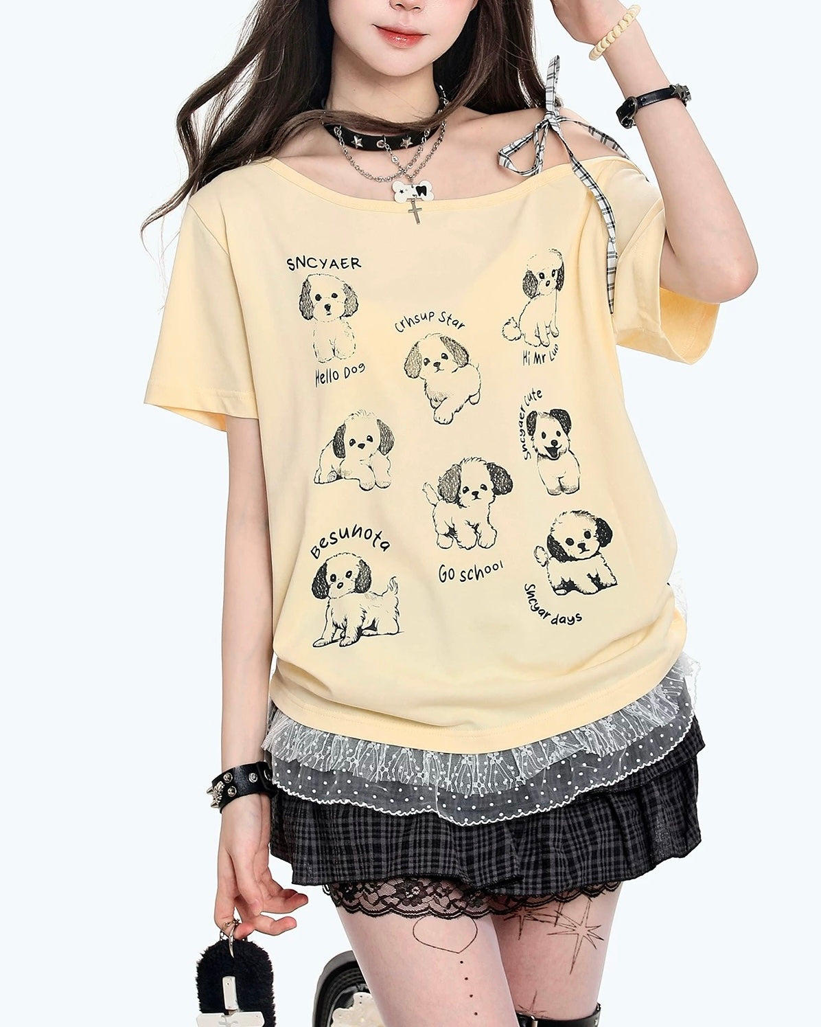 Dopamine off-shoulder short sleeves