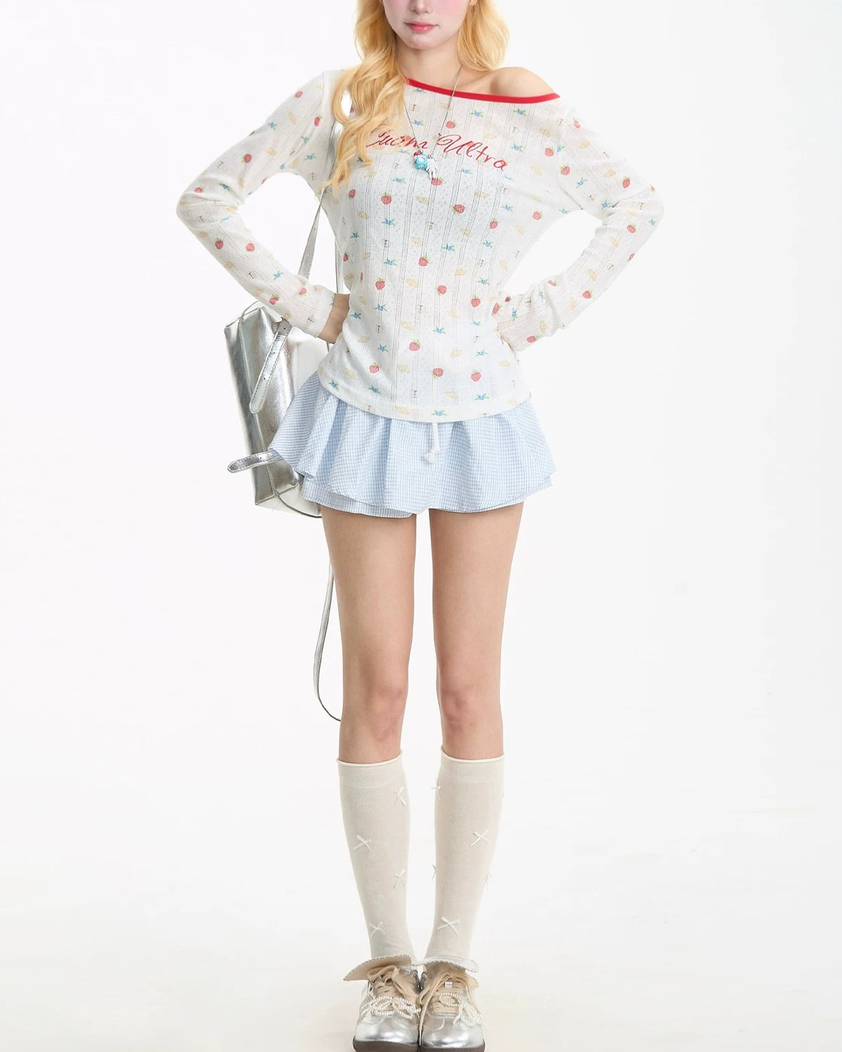 레트로 플레드 스커트