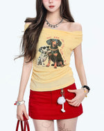 かわいい子犬の半袖シャツ