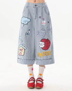 Cartoon Embroidered Cropped Casual Shorts