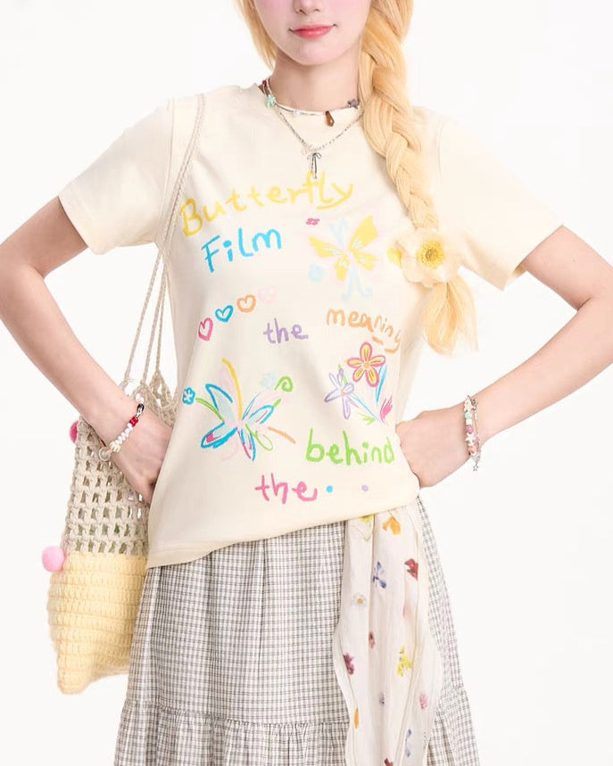 Fun pattern short sleeves