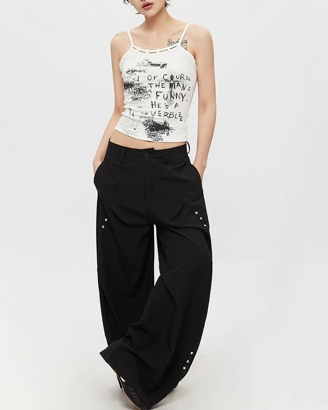 레터 프린트 슬림핏 서스펜더