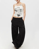 레터 프린트 슬림핏 서스펜더