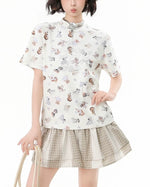 Cute cat and dog short sleeves