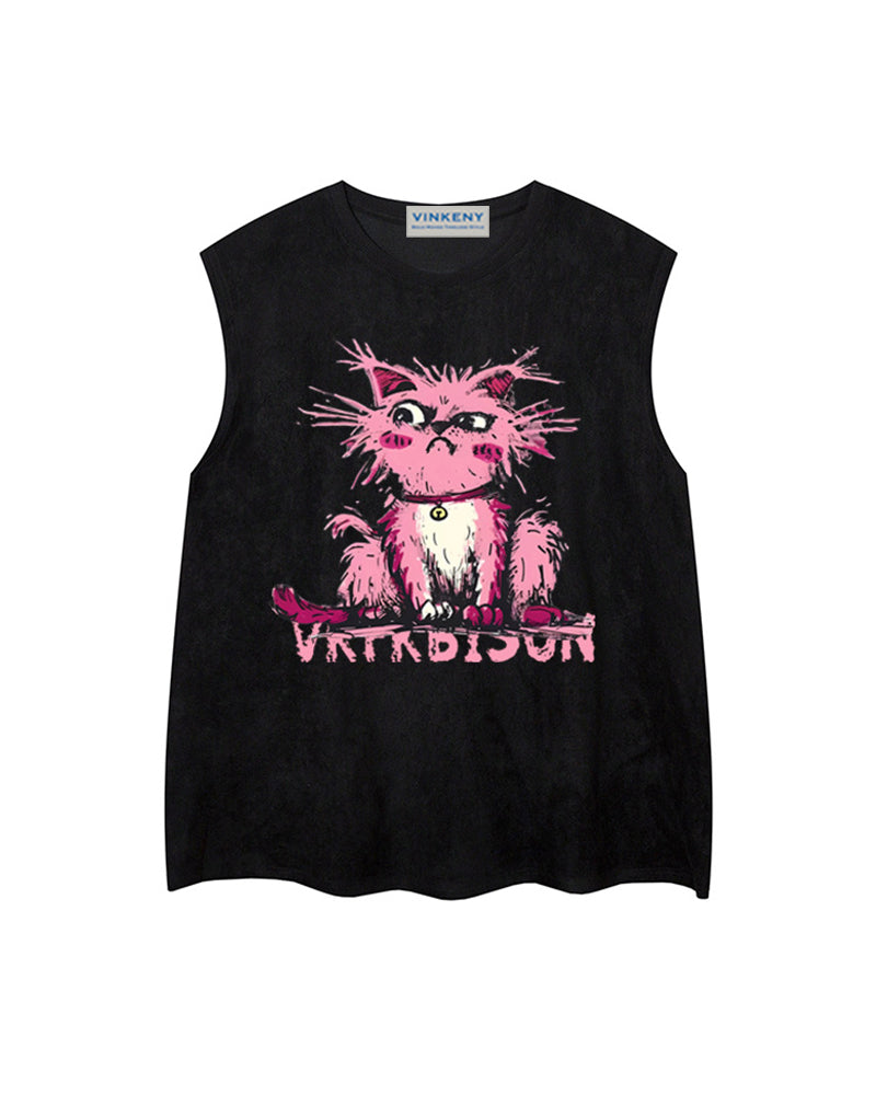 ゆったりとしたクルーネックベスト