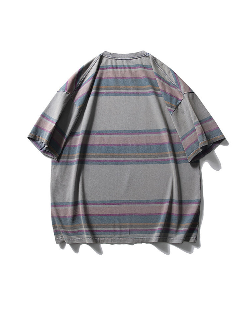 Contrast striped short sleeves