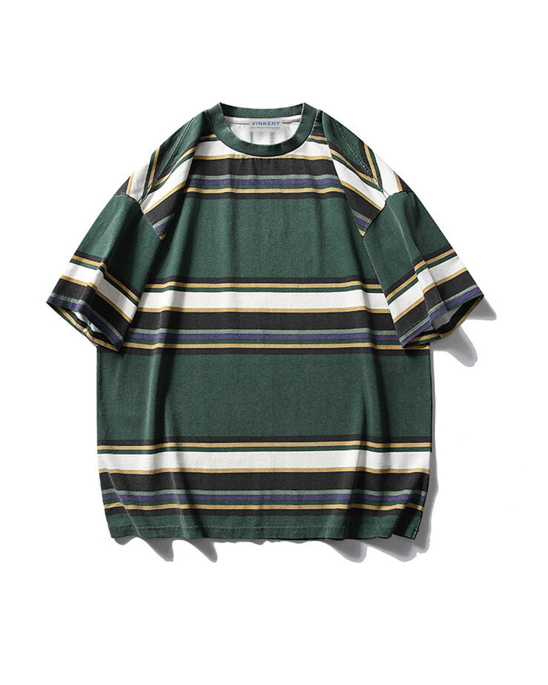 Contrast striped short sleeves