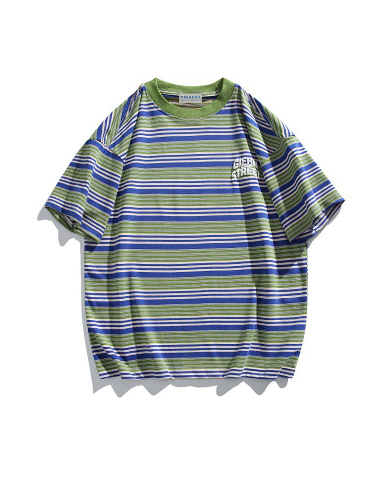 Contrast striped short sleeves