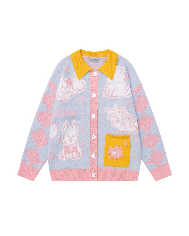 漫画風のゆったりカーディガンセーター