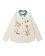 Contrast color plaid long-sleeved shirt