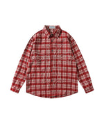 ビーズチェック柄長袖シャツ