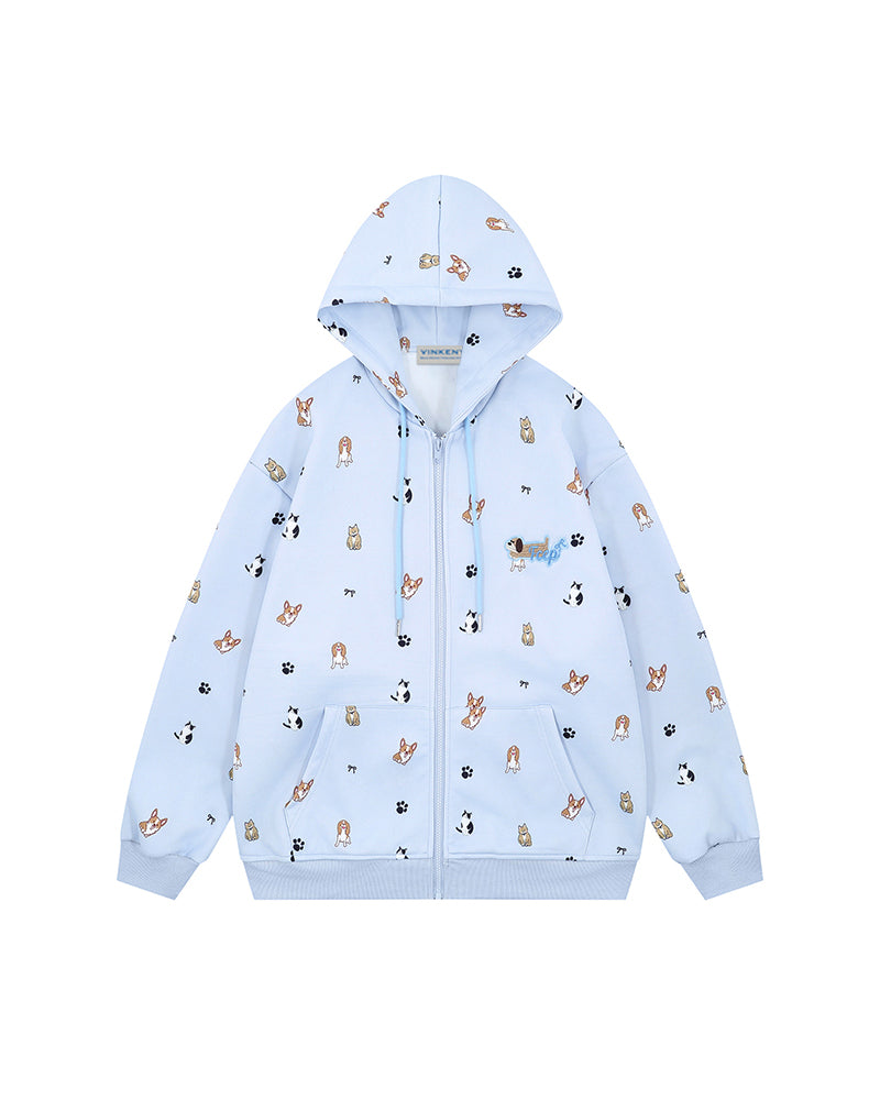 面白い子犬のフード付きスウェットシャツ