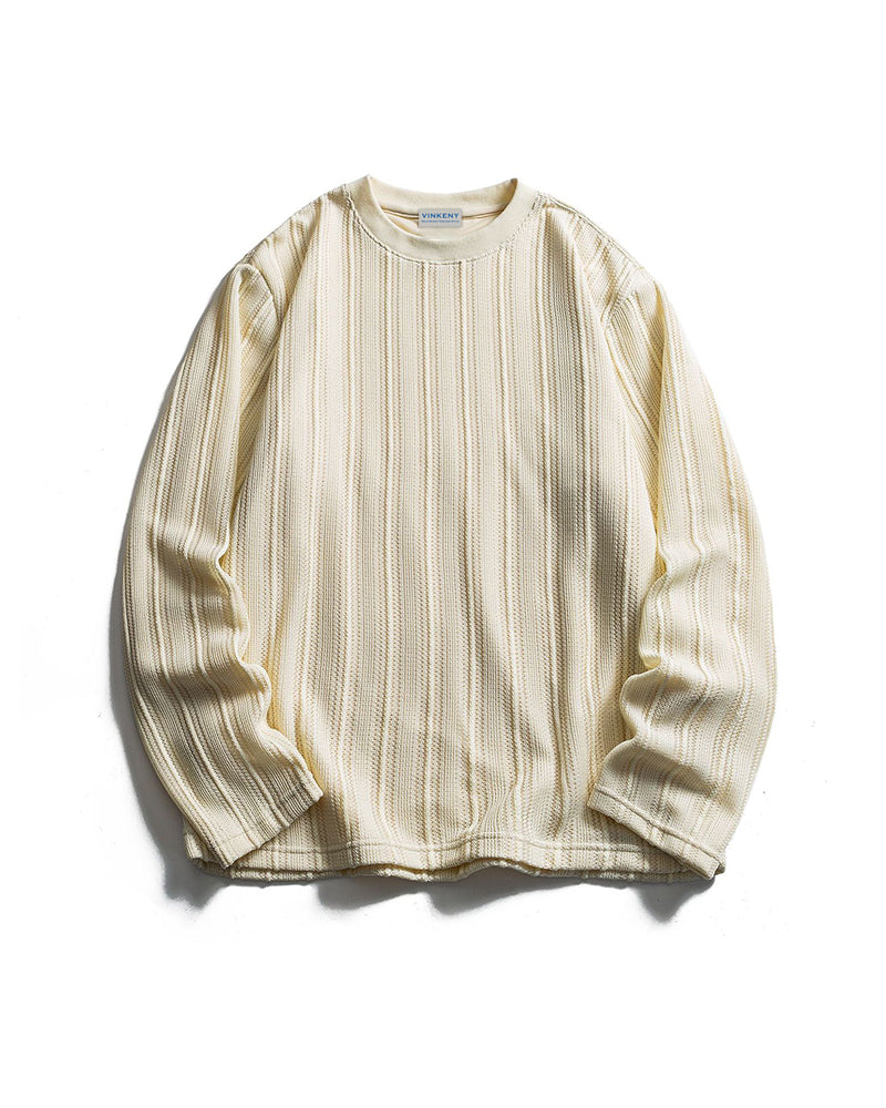 Thick striped crew neck sweatshirt