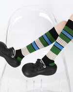 ストライプ柄ニーハイソックス