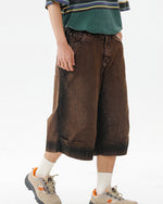 워시드 데님 크롭 팬츠