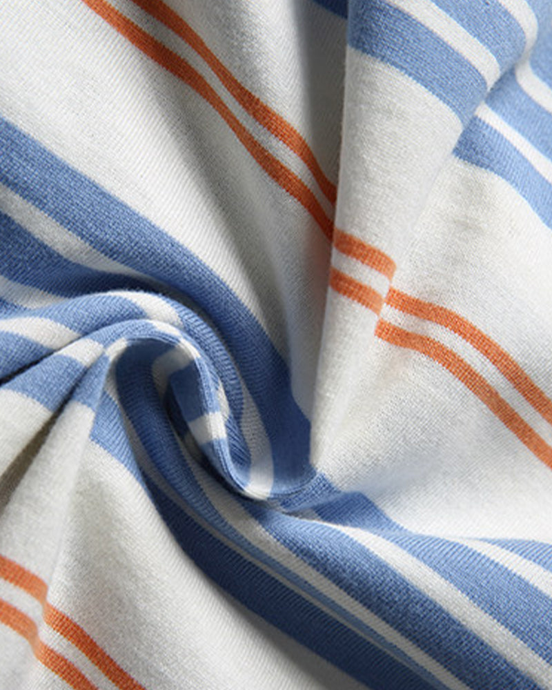 Colorful striped short sleeves with embroidered logo