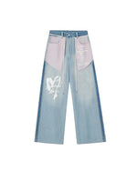 チェックパネルデニムパンツ