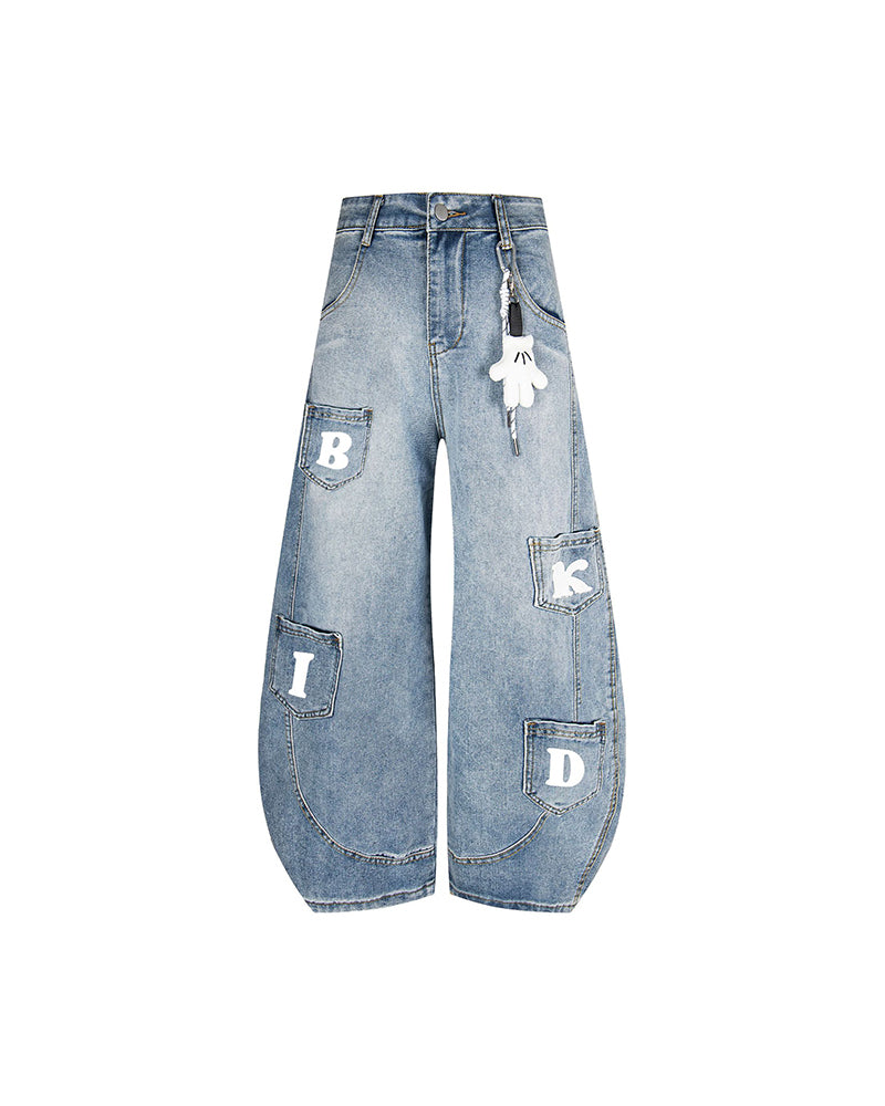 Simple washed denim trousers