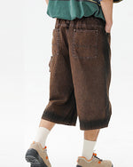 워시드 데님 크롭 팬츠