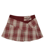 레트로 플레드 패치워크 스커트