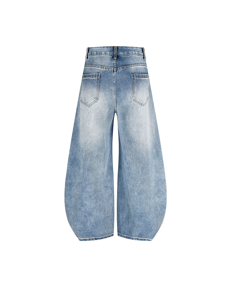 Simple washed denim trousers