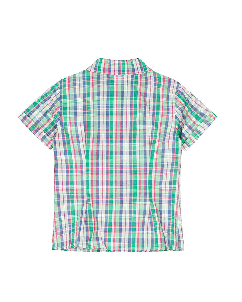 Personality check short-sleeved shirt