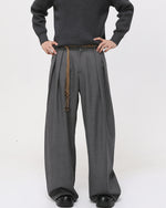 Retro solid color casual wide-leg pants