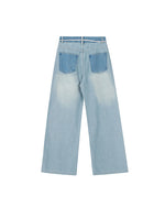 チェックパネルデニムパンツ