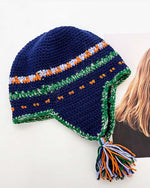 コントラストタッセルニット帽