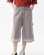 워시드 데님 크롭 팬츠