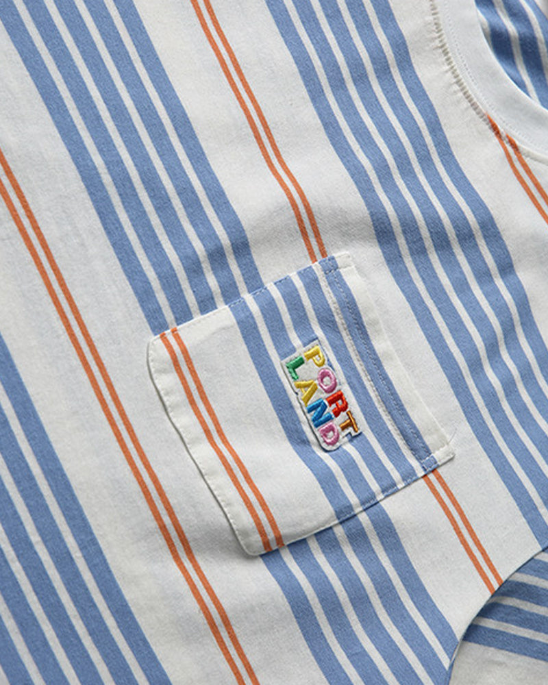 Colorful striped short sleeves with embroidered logo