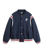 Embroidered contrasting casual baseball jacket