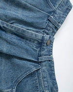 빈티지 플레드 크롭 데님 반바지